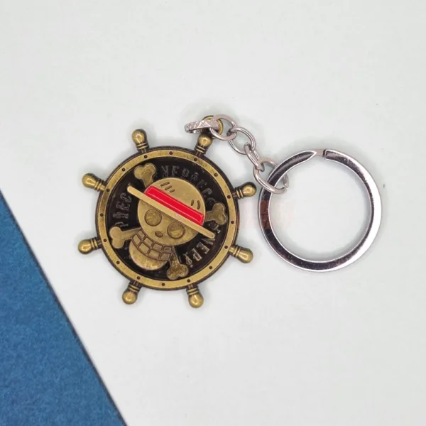 Straw Hat Metal Spinning Keychain One Piece